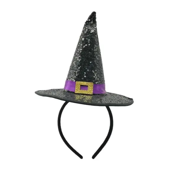 Black Sequined Witch Hat Headband by Celebrate It&trade; {1}