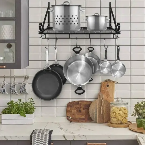 Sorbus 24.5" Black Wall Mounted Pot Rack {3}