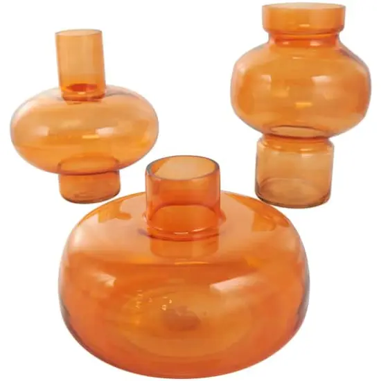 Orange Glass Rounded Vase Set {1}