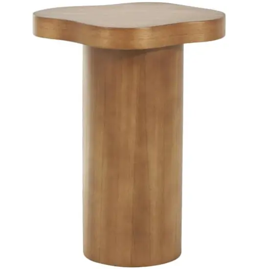 23" Brown Pedestal Side End Accent Table with Rounded Square Top {1}