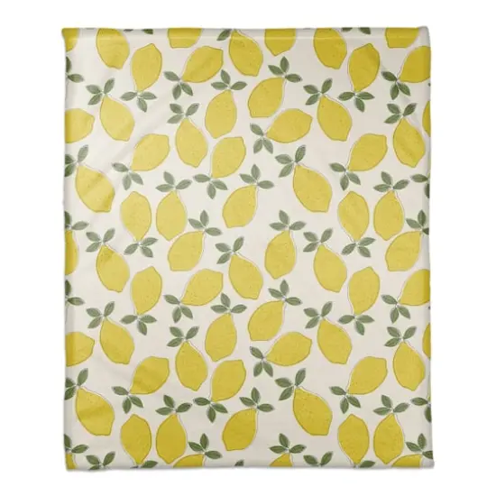Fun Lemon Pattern 50" x 60" Coral Fleece Blanket {1}
