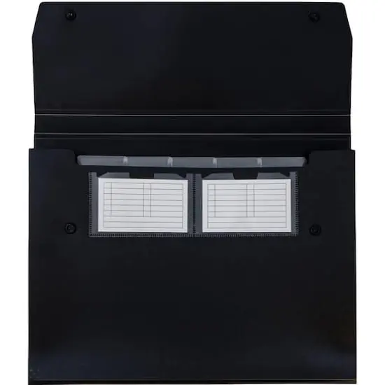 JAM Paper 9" x 13" Black Plastic Snap Closure Accordion Folder {4}