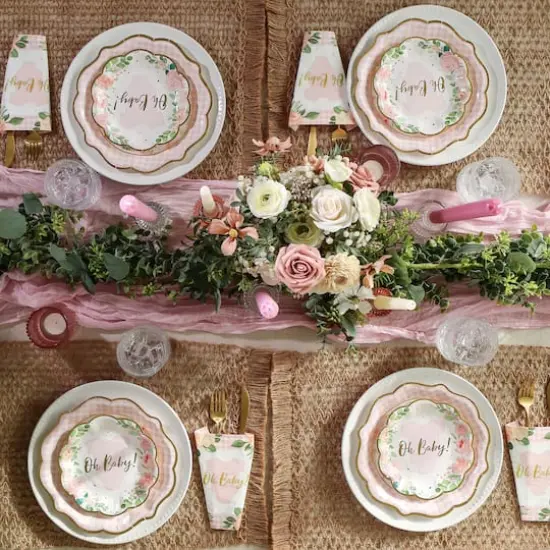 Kate Aspen&reg; Pink Floral Baby Shower Onesie Tableware Set {8}