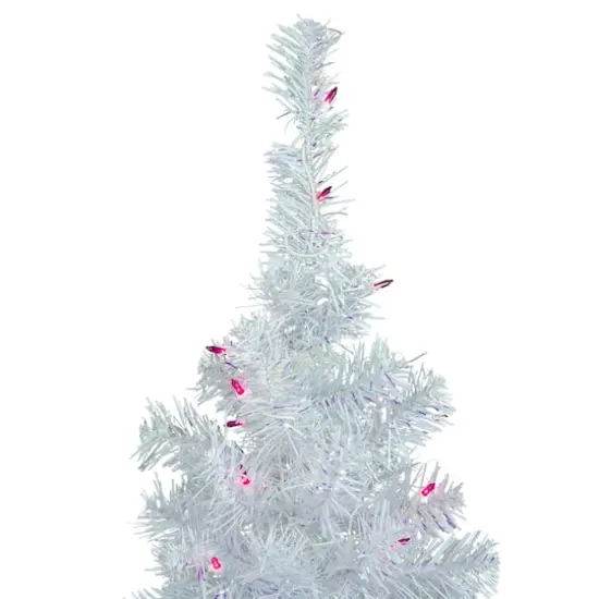 3ft. Pre-Lit White Rockport Pine Artificial Christmas Tree, Pink Lights {5}