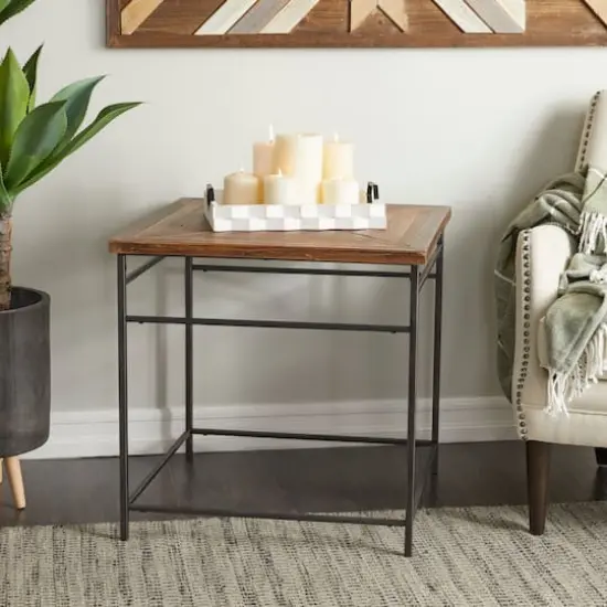 Brown Wood Rustic Accent Table 24" x 24" x 24" {8}