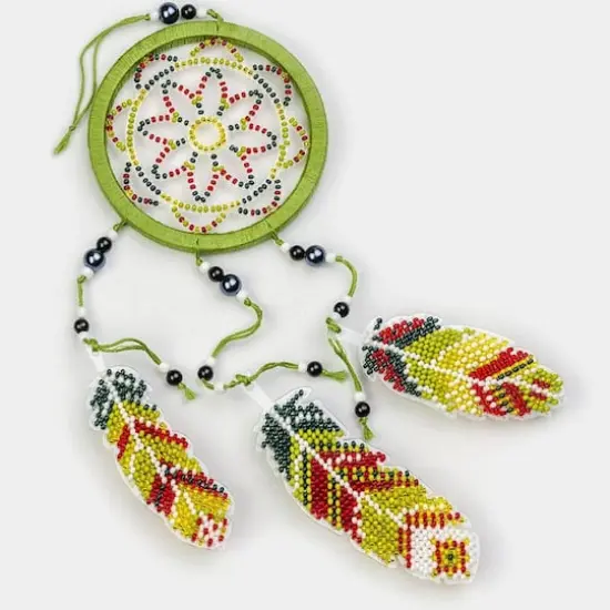 Wonderland Crafts Green Dream Catcher Bead Embroidery on Plastic Kit {3}