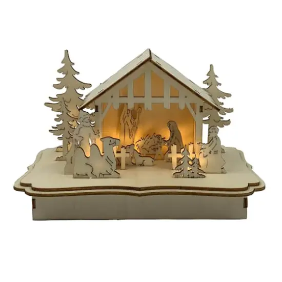 Santa's Workshop 5.4" LED Nativity Scene {1}