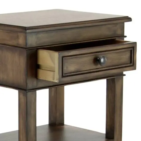 29" Pine Traditional Accent Table Distressed Brown {8}