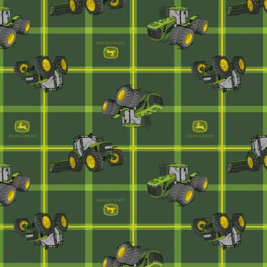 John Deere Square Plaid Tractors Cotton Fabric {3}