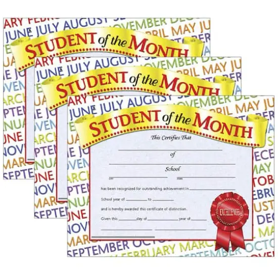 Hayes® Student of the Month Certificate Set, 3 Packs of 30 {1}