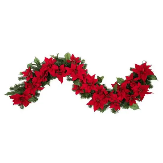 Haute D&eacute;cor 6ft. Pre-Lit LED Poinsettia Garland {3}
