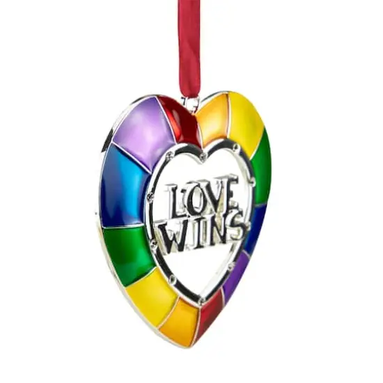 3" Faceted Love Wins Pride Heart Ornament with European Crystals {3}