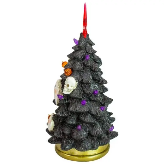 12" Black LED Lighted Skull & Ghost Halloween Tree {4}