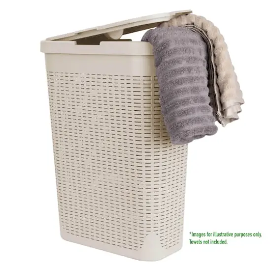 Mind Reader 23.5'' Slim Laundry Hamper with Cutout Handles Ivory {8}