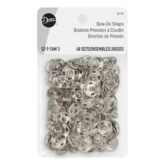 Dritz&reg; 1/2" Silver Sew-On Snaps, 48 Sets {1}