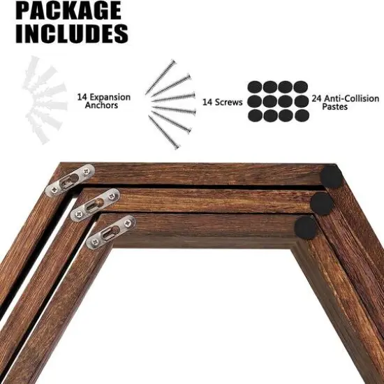 Brown Hexagon Floating Shelves Set {4}