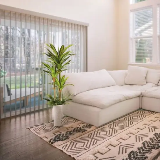 6ft. Artificial Dracaena Fragrans Tree in White Decorative Pot {3}