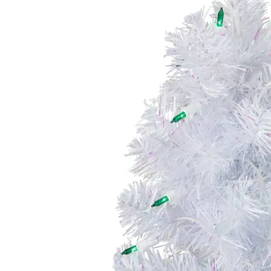 2ft. Pre-Lit Slim White Artificial Christmas Tree, Green Lights {4}