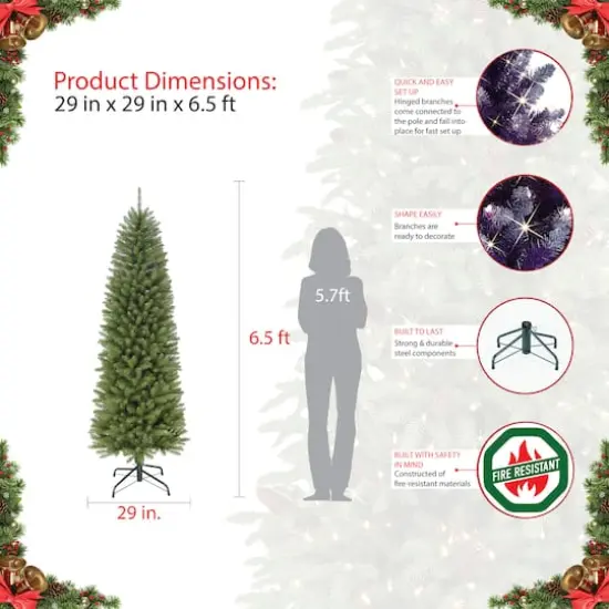 6.5ft. Unlit Pencil Fraser Fir Artificial Christmas Tree {6}