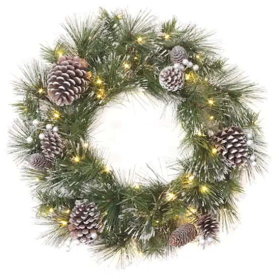 24'' LED Whitter Pine Wreath {1}