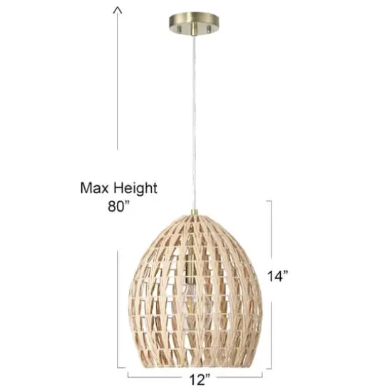 Hello Honey® Persephone Natural Metal & Handwoven Rattan Ceiling Light {4}