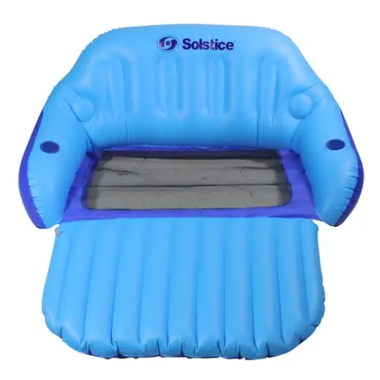 6ft. Inflatable Blue Love Seat Swimming Pool Float with Convertible Footrest {1}
