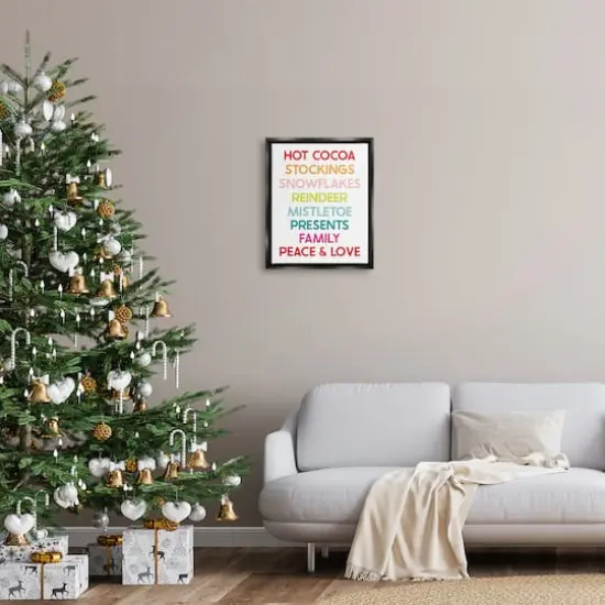 Stupell Industries Peace & Love Rainbow Christmas List Framed Floater Canvas Wall Art Black {3}