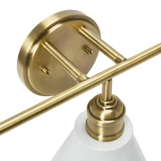 Hello Honey&reg; Robert Stevenson Lighting Josie Metal 3-Light Vanity with Shades White/Antique Brass {7}