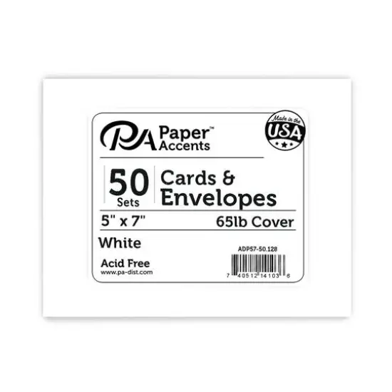 PA Paper&trade; Accents Card & Envelope Pack, 5" x 7" Ivory {2}