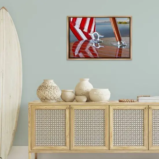 Stupell Industries Flag On Boat Hull Floater Framed Art Brown {3}