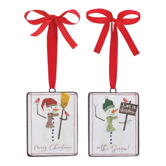 Metal Snowman Sentiment Ornament Set {5}