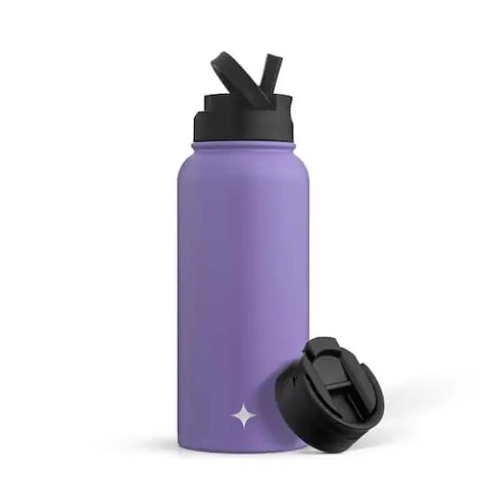 JoyJolt&reg; 32oz. Vacuum Insulated Water Bottle With Flip Lid & Sport Straw Lid Purple {1}