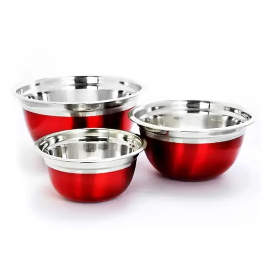 Oster Rosamond Red Stainless Steel Mixing Bowl Set {1}
