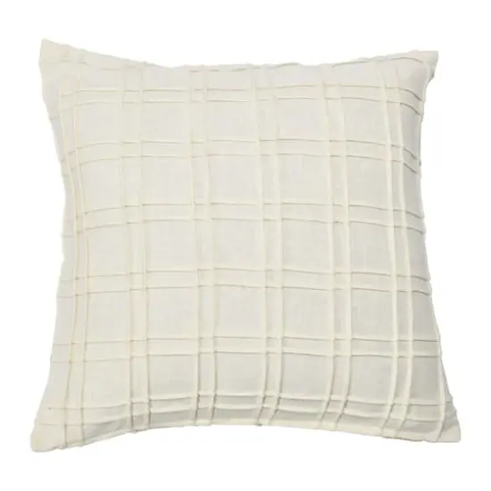 Hello Honey® 20'' Square Plaid Pleated Cotton Pillow Cover {1}