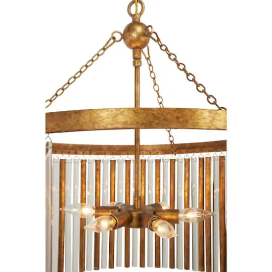 Gold Iron Glam Drum Chandelier, 25" x 22" x 22" {7}