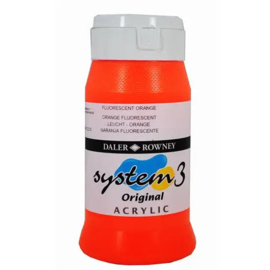 Daler-Rowney&reg; Original System 3 Acrylic, 500mL 653 Fluorescent Orange {1}