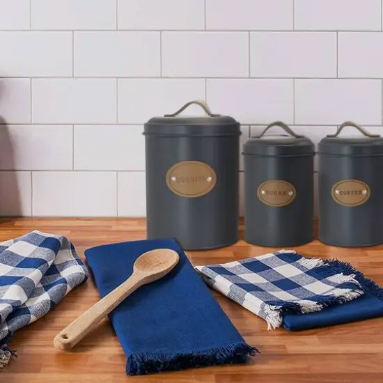 MegaChef Kitchen Food Storage & Organization Gray 5-Piece Canister Set {10}