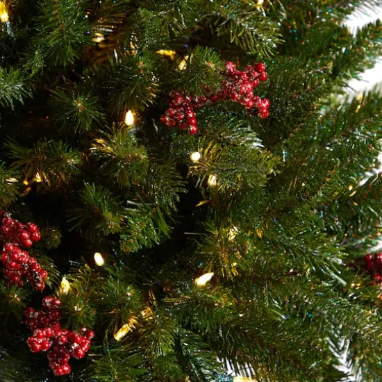 4ft. Pre-Lit Glittered Artificial Christmas Plant on Pedestal, Multicolor LED Lights {5}