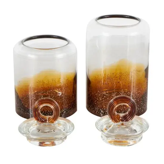 Handmade Glass Decorative Jar Set Brown {7}
