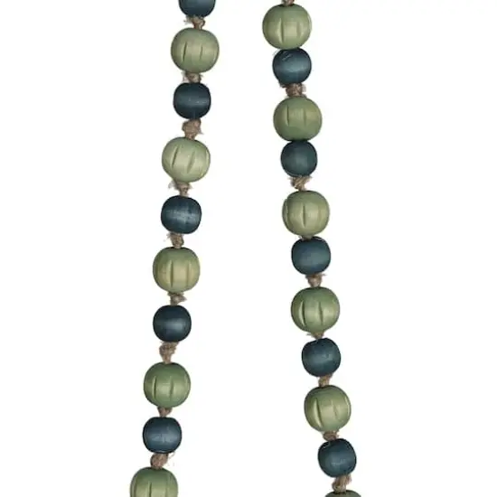 Hello Honey® 12ft. Green & Blue Paulownia Wood Beads with Jute Tassels Garland {3}