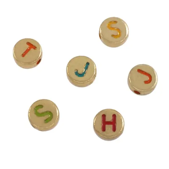 Gold Alphabet Circle Acrylic Beads, 7mm by Bead Landing&trade; {1}
