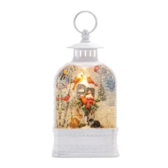9.75" LED Snow Globe Lantern with Woodland Animals {1}