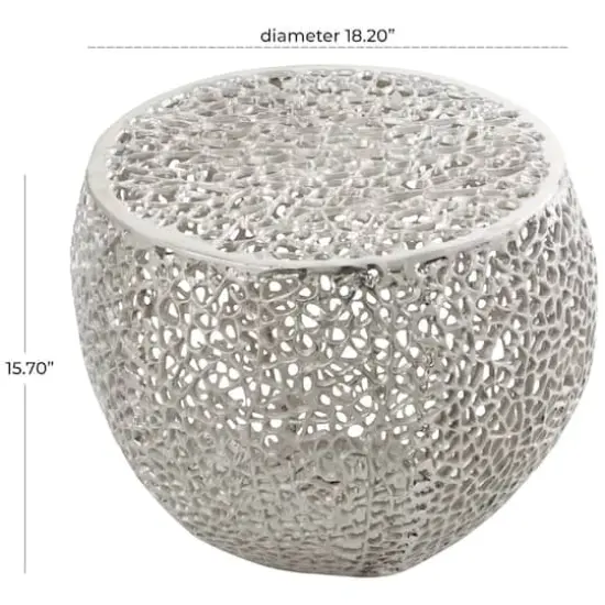 19" Silver Aluminum Abstract Coral Accent Table {6}