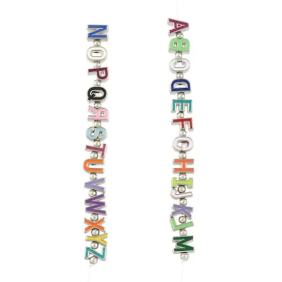 Rhodium Mixed Enamel Metal Alphabet Beads by Bead Landing&trade; {4}