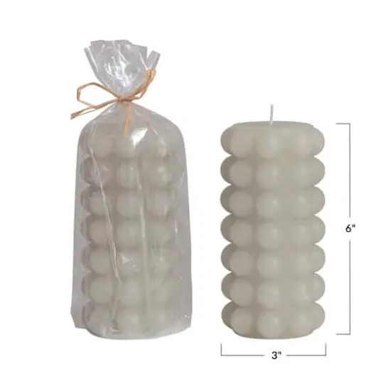 Hello Honey&reg; Unscented Hobnail Pillar Candle Dove Gray {3}