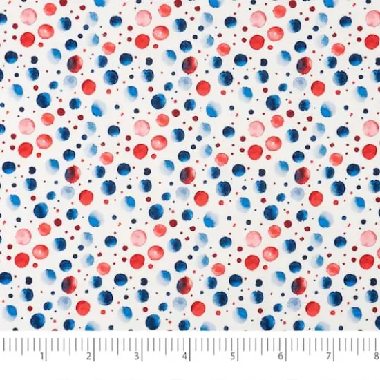 SINGER Red, White & Blue Watercolor Dots Cotton Fabric {4}
