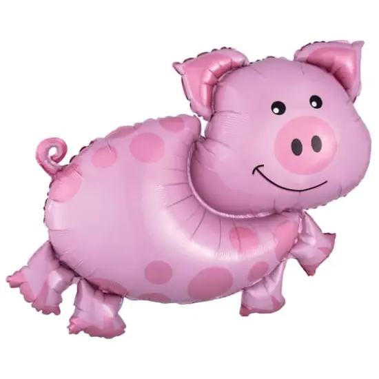 SuperShape&trade; 35" x 25" Pink Pig Shaped Foil Balloon {1}