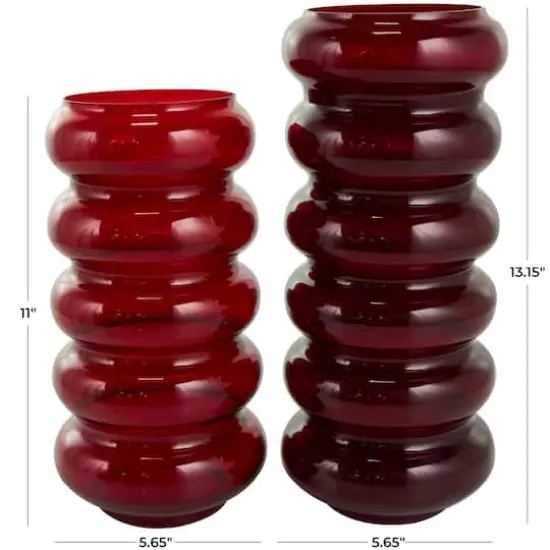 Red Glass Bubble Vase Set {8}
