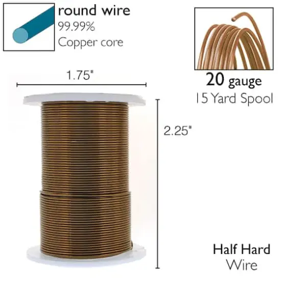 The Beadsmith&reg; Wire&trade; Elements 20 Gauge Tarnish-Resistant Wire Antique Brass {7}