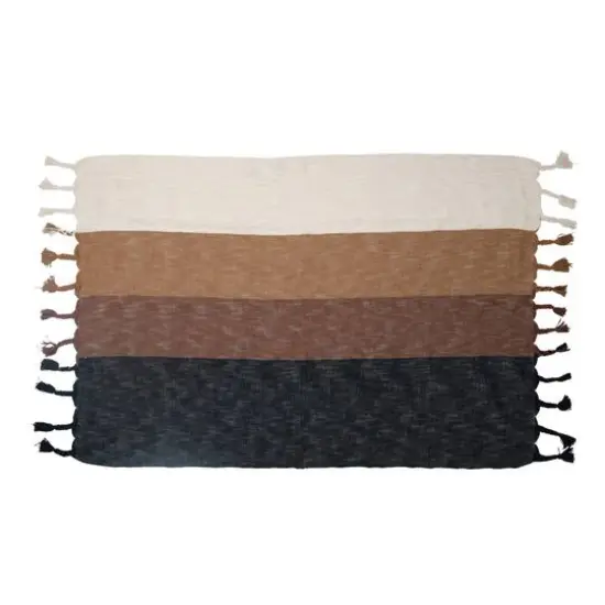 Woven Cotton Color Blocked Striped Throw {1}